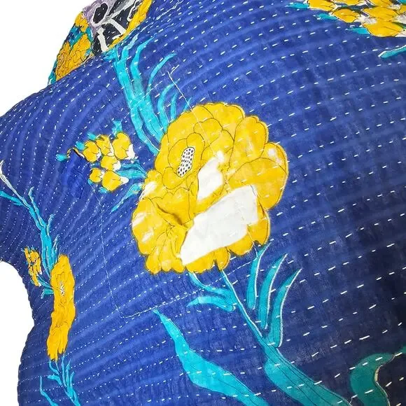 Vintage Cotton Kantha Quilt Indian Handmade Patchwork Bedspread Washable Blanket